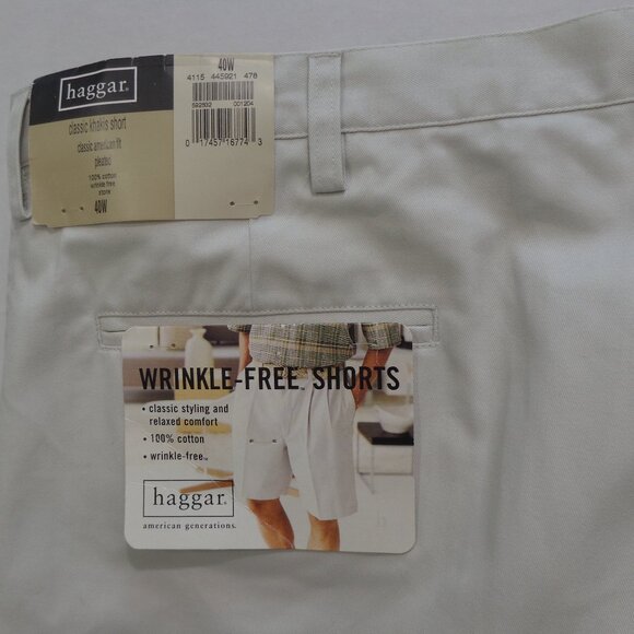 New! Hagger Men's Classic Knakis Wrinkle-Free  Pleated Front Shorts Size 40W - Picture 3 of 7